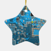 Computer-Freak-Schaltplatine Blau Keramik Ornament (Hinten)