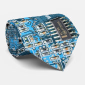 Computer-Freak-Schaltplatine Blau Krawatte (Gerollt)