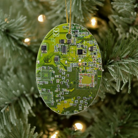 Computer-Freak-Schaltplatine Hellgrün Keramik Ornament (Baum)
