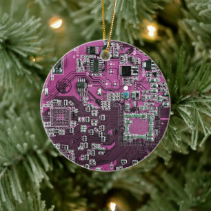 Computer-Freak-Schaltplatine Lila Keramik Ornament