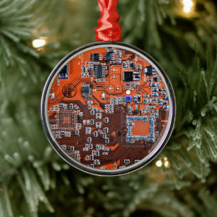 Computer-Freak-Schaltplatine Orange Ornament Aus Metall
