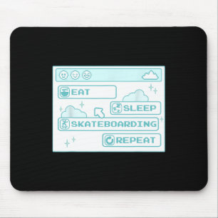 Computer-Geek Essen Schlafen Skateboarding Wiederh Mousepad