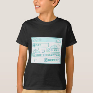Computer-Geek Essen Schlafen Skateboarding Wiederh T-Shirt