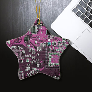 Computer-Geek-Schaltplatine Lila Keramik Ornament