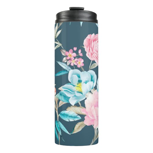 Computer gezeichnet schöne Blume Illustration flos Thermosbecher (Vorderseite)