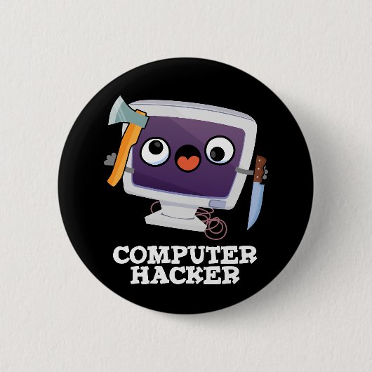Computer Hacker Funny Technology Pub Dark BG Button (Vorderseite)