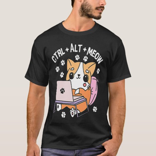 Computer Katze Programmierer Hacker Kätzchen 1 T-Shirt (Vorderseite)