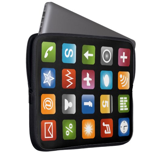 Computer-Laptop-Hülle mit farbigen App-Icons Laptopschutzhülle (Vorne Rechts)