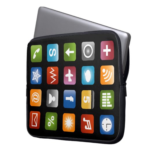 Computer-Laptop-Hülle mit farbigen App-Icons Laptopschutzhülle (Vorderseite Links)