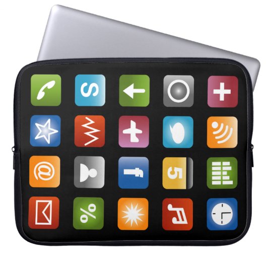Computer-Laptop-Hülle mit farbigen App-Icons Laptopschutzhülle (Vorderseite)