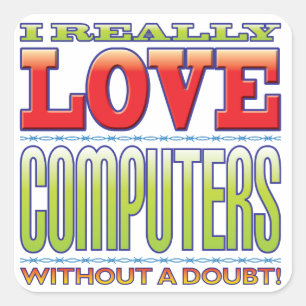 Computer-Liebe Quadratischer Aufkleber
