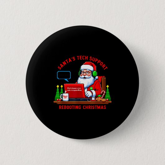 Computer Meme Funny Santa's Tech Suprt Rebooting C Button (Vorderseite)