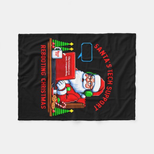 Computer Meme Funny Santa's Tech Suprt Rebooting C Fleecedecke (Vorderseite (Horizontal))