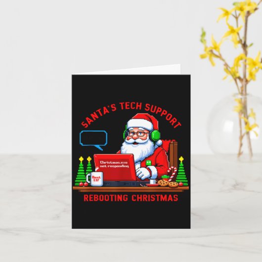 Computer Meme Funny Santa's Tech Suprt Rebooting C Karte (Gelbe Blume)