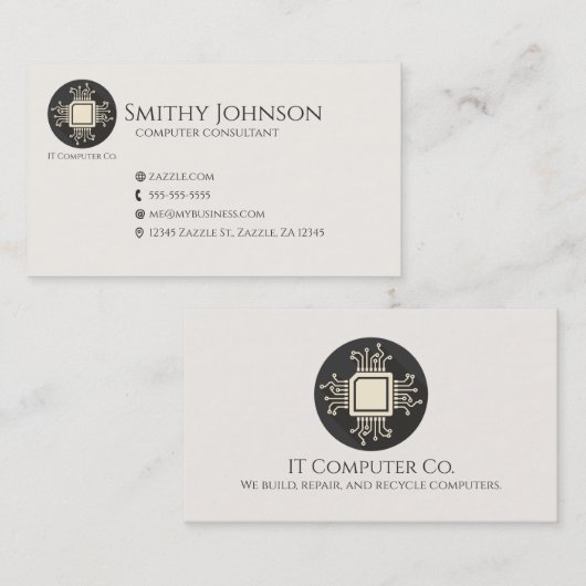 Computer Microchip Visitenkarte (Vorne/Hinten)