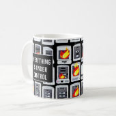 Computer mit Feuer Funny Illustriert Tech Tasse (Vorderseite Links)
