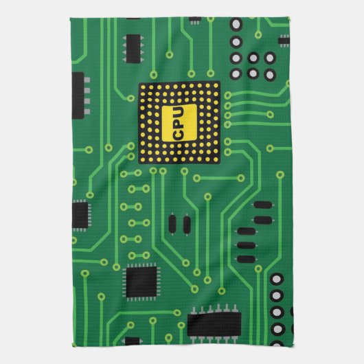 Computer-Nerd-Leiterplatte CPU                  I Geschirrtuch (Vertikal)