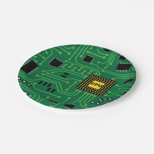 Computer-Nerd-Leiterplatte CPU                  I Pappteller (Schrägansicht)