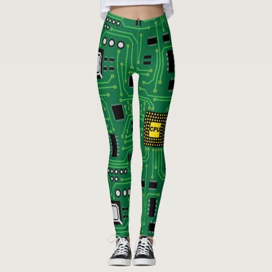 Computer-Nerd-Leiterplatte CPU Leggings (Vorderseite)