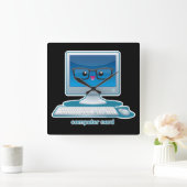 Computer-Nerd Quadratische Wanduhr (Zuhause)