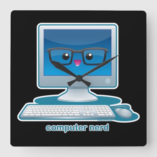 Computer-Nerd Quadratische Wanduhr (Vorderseite)