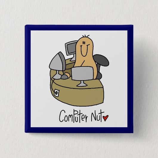 Computer-Nuss-T-Shirts und Geschenke Button (Vorderseite)
