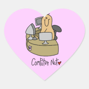 Computer-Nuss-T-Shirts und Geschenke Herz-Aufkleber