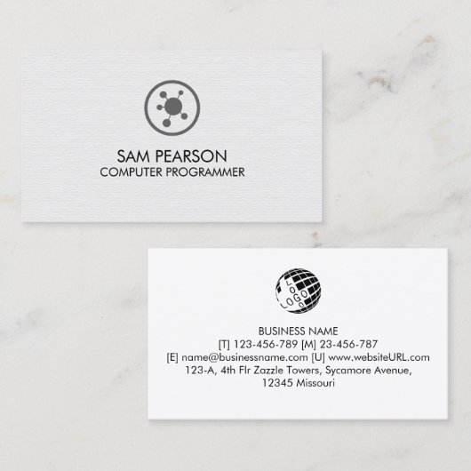 Computer Programmer Software Developer Visitenkarte (Vorne/Hinten)