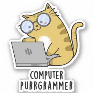 Computer Purr-Grammer Funny Cat Pun Aufkleber