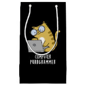 Computer Purr-Grammer Funny Cat Pun Dark BG Kleine Geschenktüte (Vorderseite)