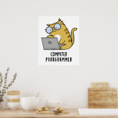 Computer Purr-Grammer Funny Cat Pun Poster (Küche)