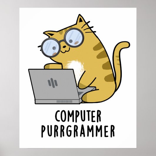 Computer Purr-Grammer Funny Cat Pun Poster (Vorne)