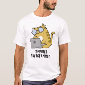 Computer Purr-Grammer Funny Cat Pun T-Shirt (Vorderseite)