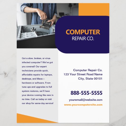 Computer Repairs and Maintenance Flyer Template (Hinten)