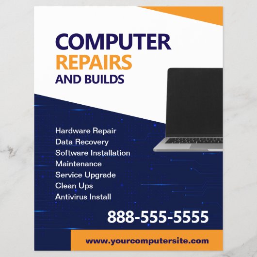 Computer Repairs and Maintenance Flyer Template (Vorne)