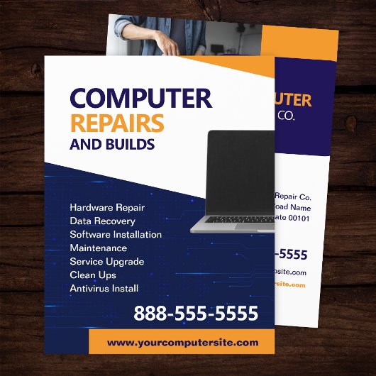 Computer-Reparatur- und Wartungsflyer-Vorlage Flyer