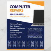 Computer-Reparaturen mit abreißbaren Flyer-Vorlage Flyer (Vorne)