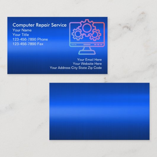 Computer Reparaturservice Beruflich Visitenkarte (Vorne/Hinten)