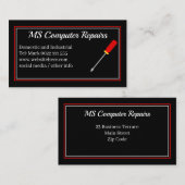 Computer repariert schwarze Visitenkarte (Vorne/Hinten)