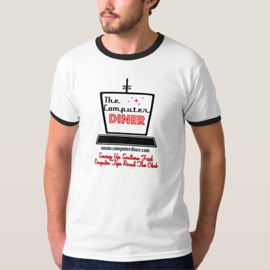 Computer-Restaurant-Logo-Wecker T T-Shirt (Vorderseite)