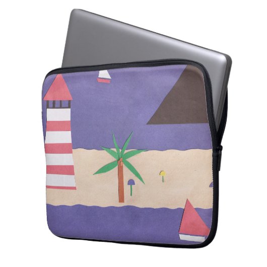 Computer-Schläfchen mit Strandlandschaft Laptopschutzhülle (Vorderseite Links)