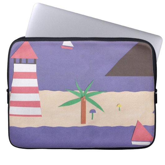 Computer-Schläfchen mit Strandlandschaft Laptopschutzhülle (Vorderseite)
