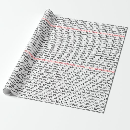 Computer Science Binary (Schwarz und Rot) Geschenkpapier (Ungerollt)