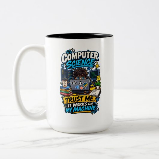 Computer Science Lustiger Programmierer – Vertrau Zweifarbige Tasse (Links)