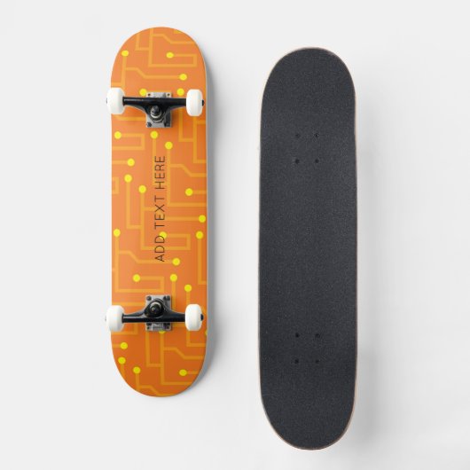 Computer Tech Orange Yellow Kids Circuit Board Skateboard (Vorderseite)