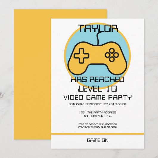 Computer Video Game Player - Geburtstag steigern Einladung (Vorne/Hinten)