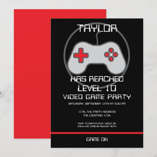 Computer Video Game Player - Geburtstag steigern Einladung (Vorne/Hinten)