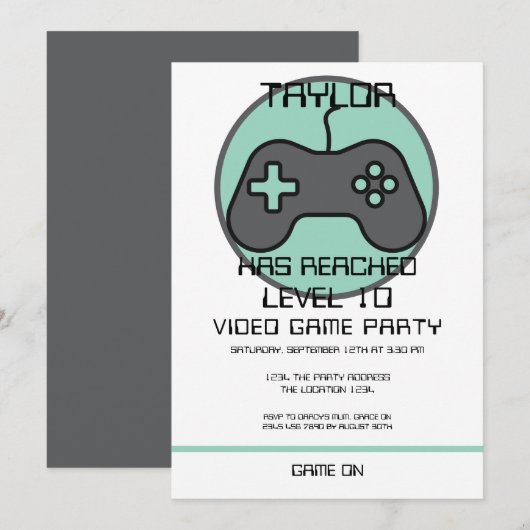 Computer Video Game Player - Geburtstag steigern Einladung (Vorne/Hinten)
