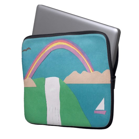 Computerabfall mit Wasserfall-Szene Laptopschutzhülle (Vorderseite Links)