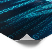 Computerbildschirm mit blauen digitalen Binärdaten Poster (Ecke)
